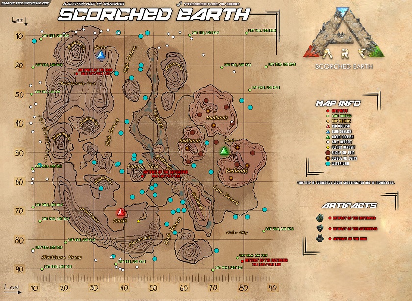 Scorched Earth ARK Survival Evolved Wiki   Scorched Earth Map V1a 